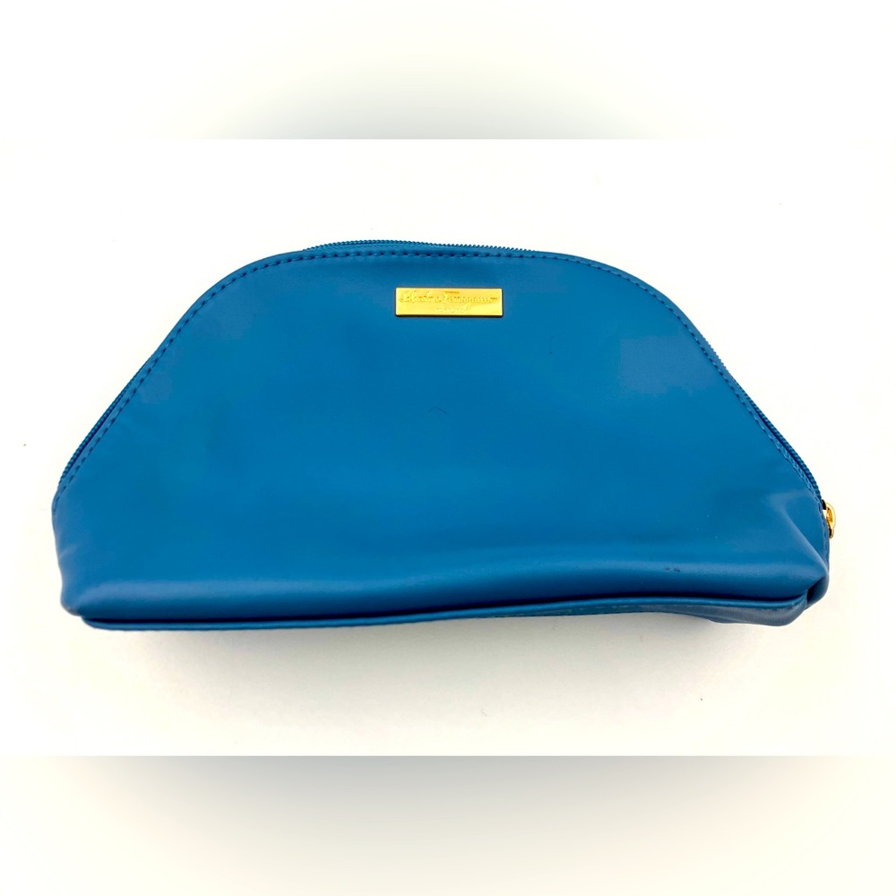 Salvatore Ferragamo X Turkish Airlines Makeup Bag Cosmetic Case Pouch 8”x6” Blue